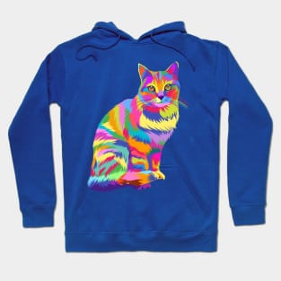 Colorful cute sitting cat Hoodie